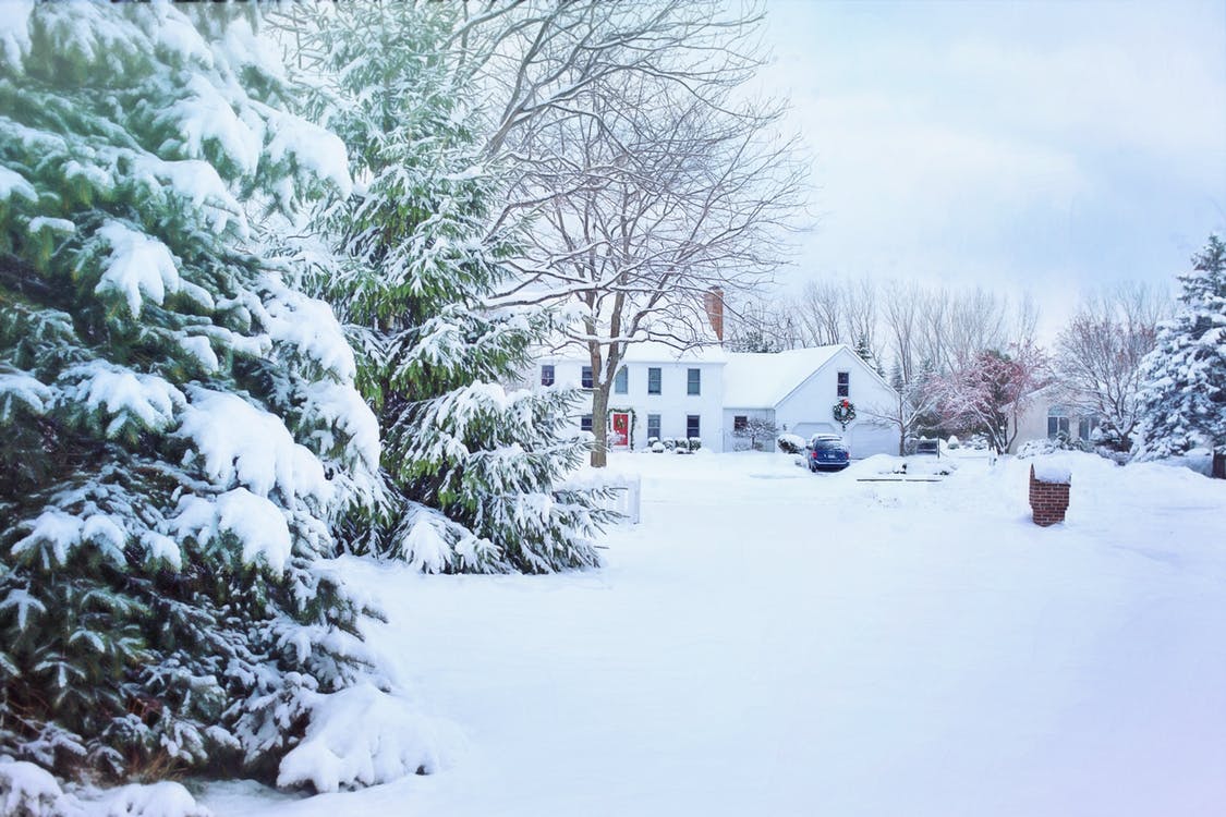 Snow covered home in winter